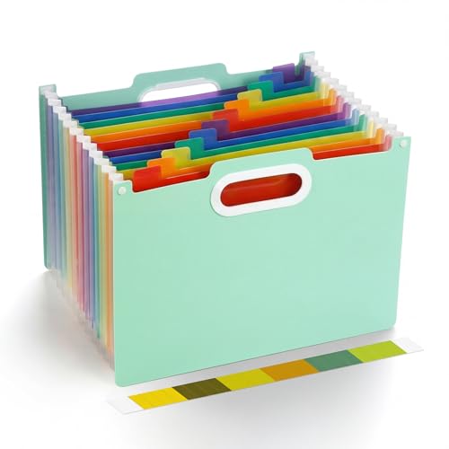 Comix Expanding File Folder,13 Pockets Accordion File Organizer, Green | Letter/A4 Size Document Organizer, For Home Office School - color: Green, size: Handheld