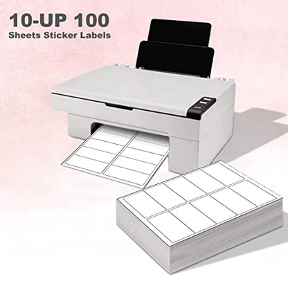 BESTEASY 2x4 Shipping Labels, FBA 10 Up Address mailing Labels, 100 Sheets Sticker Labels Compatible Laser/Inkjet(1000 Labels) - size: 100 sheets, style: 10 up-2"x4"