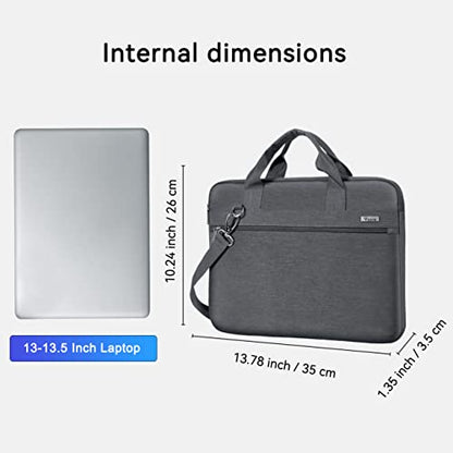 Voova Laptop Bag 13-14 Inch, 360° Protective Laptop Case Sleeve with Shoulder Strap Compatible with Macbook Air 13, MacBook Pro 13/14, Waterproof Computer Bag Slim Briefcase for Men Women, Grey - color: Grey, size: 13-13.5 inch