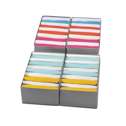 4 Packs T-shirt Drawer Organizers for Clothing,10 Grids Compartment Wardrobe Storage Box, Clothes Organizer for Folded Clothes, T-shirt, Legging-15.75''x9.06''x5.91'' - color: Grey, size: 10 GRIDS-UPGRADED HEIGHT