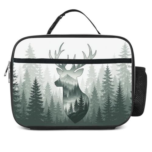 Camo Deer Lunch Bag Insulated Reusable Lunch Box Kids Girls Boys Cooler Thermal Tote Bag For Men Women School Work Picnic - color: Deer