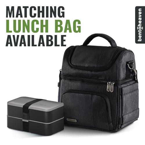 Bentoheaven Bento Box Adult, Stackable Lunch Box, 40 oz, Whispering Gray | BPA-free, leakproof and microwave-safe with 2 compartments, utensils, chopsticks, divider and sauce cup for men and women. - color: Whispering Gray