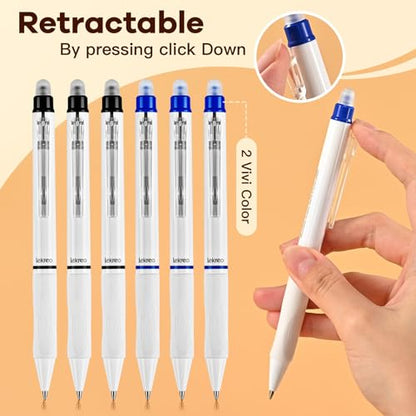 18 Counts Erasable Gel Pens, 0.7mm Fine Point Retractable Clicker Pens with 18 Black Blue Refills,Make Mistakes Disappear for Writing Planner Drawing and Crossword Puzzles - color: Black/Blue Ink - 18 Pack