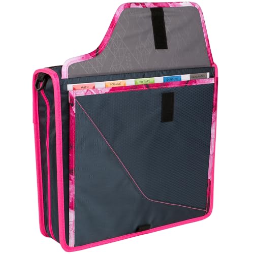 Five Star Zipper Binder, 3 Inch 3-Ring Binder with D Rings, Removable Padded Case, 5-Tab Expanding File and Multi-Use Strap, 850 Sheet Capacity, Navy/Pink (292960D) - color: Navy/Pink, size: 3 Inch