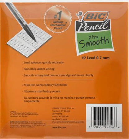 BIC Xtra Smooth Mechanical Pencil with 0.7 mm Medium Point, Refillable and Retractable, 40-Count (Pack of 8) - color: Black, size: 40 Count (Pack of 8)