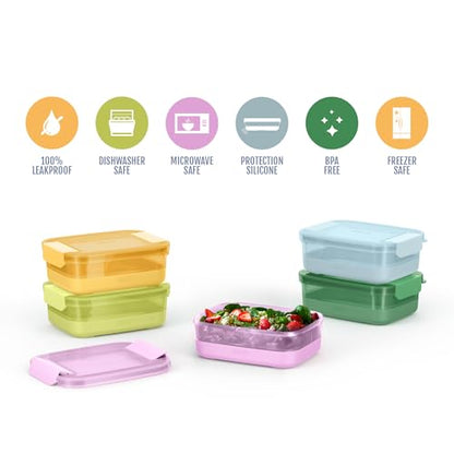 Ello Plastic Meal Prep Set BPA Free Plastic Food Storage Container with Silicone Boot and Airtight Lids, Dishwasher, Microwave, and Freezer Safe. - style: 3.7 Cup Meal Prep Meadow