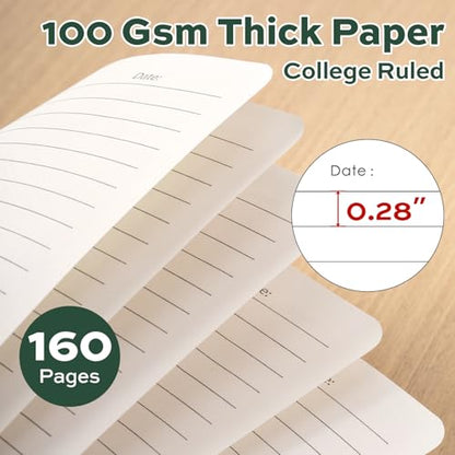deli Dark GreenLined Spiral Journal Notebook, 160 Pages, A5 (5.5"x8") Hardcover Writing Notebook, College Ruled Spiral Bound Journal for Women & Men - Perfect for Work, School, Office & Note Taking - color: Dark Green