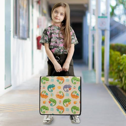 Chameleon Khaki Print Custom Zipper Binder Bag 3 Ring with Shoulder Strap & Handle Personalized Binder Bag Expandable File Folder for School - color: Multi-chameleon Khaki