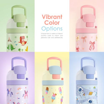 Ice Cream Kids Insulated Stainless Steel Water Bottle 16 Oz, Travel Tumbler for School, Sports for Girls, Birthday, Back To School - color: Ice Cream