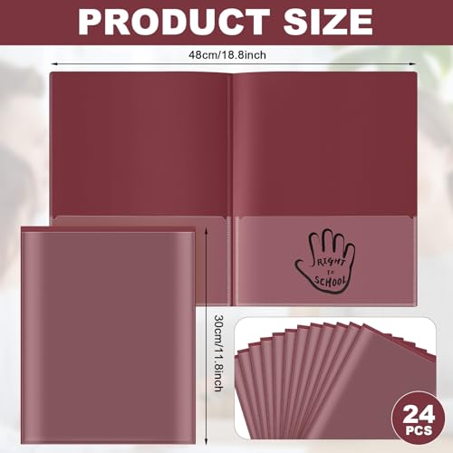 Henoyso 24 Pcs School to Home Folder with Pocket Plastic Heavy Duty Clipboard Folder with Clear Front Pocket Homework Take Home Folders for School Students Parent Teacher Communication(Burgundy) - color: Burgundy