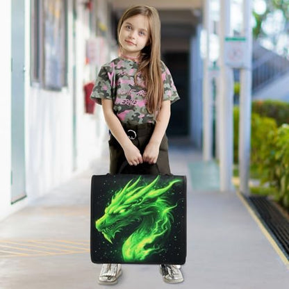 Kcldeci Personalized Zipper Binder 3 Ring，Green Fire Head of Dragon Custom Zipper Binder Organizer 1.5inch for School and Office Expanding File Folder - color: E3