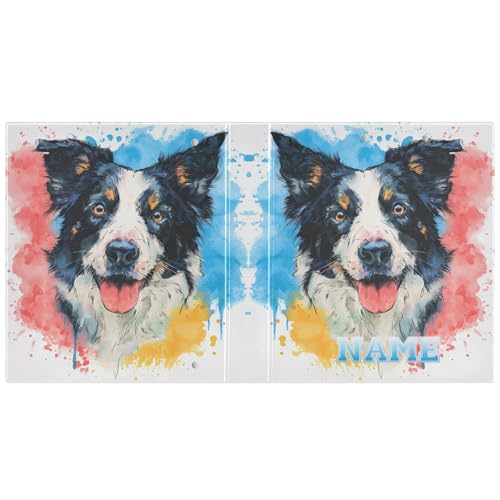 Custom Colorful Dog 3 Ring Binder 1.5" Round Ring Binders Personalized Name View Binder with 200 Sheet for School Supplies Women Men Office, 1 Pack - color: Custom Colorful Dog