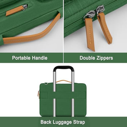 MOSISO 360 Protective Laptop Shoulder Bag,15-15.6 inch Computer Bags Compatible with MacBook Pro 16 inch, HP, Dell, Lenovo, Asus Notebook,Side Open Messenger Bag with 4 Zipper Pockets, Jungle Green - color: Jungle Green, size: 16 inch