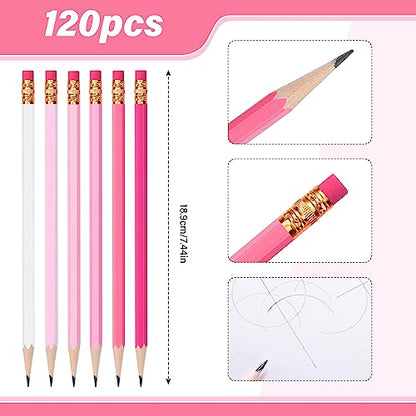 TecUnite 120 Pcs #2 HB Pencils with Eraser No 2 Unsharpened Wooden Hexagonal Pencils for Adults Gifts for School Exam art Learning Office Sketching(Pink Series) - color: Pink Series