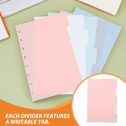 NOLITOY 3 Sets 5.5" X 8.5" Plastic Loose-Leaf Dividers with Writable Tabs, Notebook Index Divider Sheets for School Binder Organization and Planner Filing