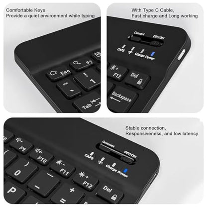 Bluetooth Keyboard Compatible with iPad 10th Generation, Rechargeable Portable 10 inch Wireless Keyboard for iPhone, iPad mini, Samsung Tablets Keyboards Ultra-Slim, Travel Office Computer Accessories - color: Black