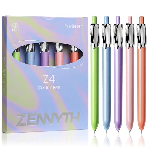 Ddaowanx Gel Pens,5Pcs Fine Point Smooth Writing Pens,0.5mm Quick Dry Black Ink for Journaling,Writing,Note Taking,Office&School Supplies,Aesthetic Desk Accessories for Women - color: Pearlescent