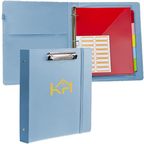 3 Ring Binder 1 Inch, Binders with Clipboard, 5 Dividers with Pockets, and Labels for School and Office (Light Blue, Letter Size) - color: Blue