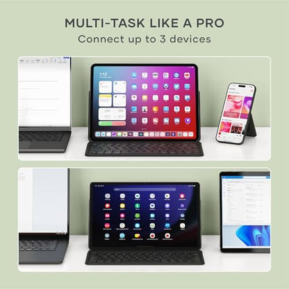 Satechi OntheGo Bluetooth Keyboard with Adjustable Stand, Connect up 3 Devices, USB C Rechargeable Battery, Compact and Portable Keyboard for iPad, Tablet – Black - color: Black