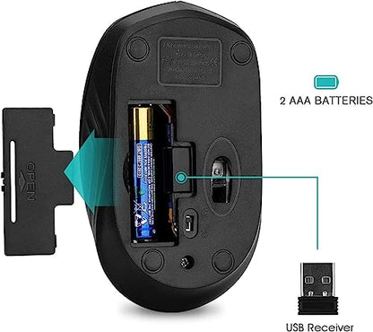 Rii Wireless Mouse,2.4G Portable Computer Mice for PC, Laptop, Windows,Office Included Wireless USB dongle (2-Pack(Black)) - color: 2-Pack(Black)