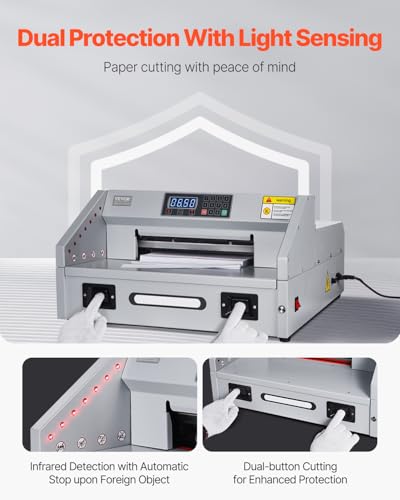 VEVOR Electric Paper Cutter, 300W Heavy Duty Paper Cutter Machine 11.8 in / 330 mm Cutting Width, 1.5 in / 38 mm Cutting Thickness, Electric Guillotine Trimmer with Casters & Infrared Function - style: Paper Cutter Machine