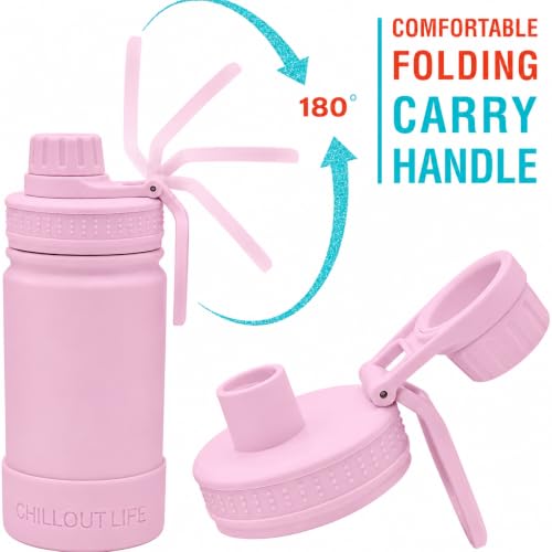 CHILLOUT LIFE 17oz Kids Insulated Stainless Steel Water Bottle with Leak Proof Spout Lid & 144 Stickers - color: Blush Pink, style: 17 oz