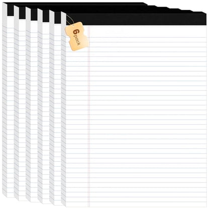 6Packs Legal Pads 8.5 x 11 Inch, 50Sheets/Pack, College Ruled & Perforated White Writing Pads, Pads of Paper 8.5 x 11, Lined Note Pads with Sturdy Backing for Office, Business & School Supplies - color: White, style: 6 Pads-50 Sheets/Pads