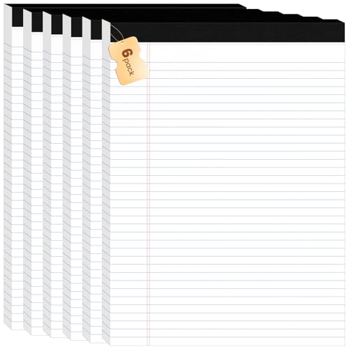 6Packs Legal Pads 8.5 x 11 Inch, 50Sheets/Pack, College Ruled & Perforated White Writing Pads, Pads of Paper 8.5 x 11, Lined Note Pads with Sturdy Backing for Office, Business & School Supplies - color: White, style: 6 Pads-50 Sheets/Pads