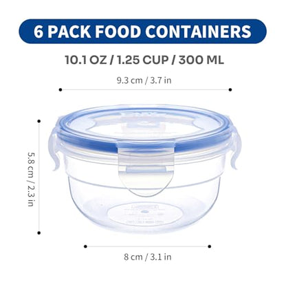 KIGI Round Food Storage Containers, Leak-Proof, Airtight & Watertight Small Plastic Bowls for Snacks, Meal Prep and Lunch, Freezer Safe, 4-Sided Locking Lids, BPA-Free,10 oz / 1.25 Cup,12 Piece Set - size: 1.25 cup (12-Piece)