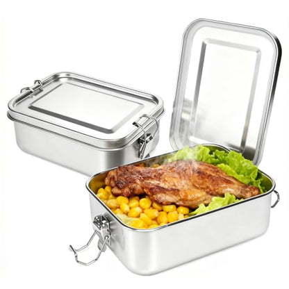 Stainless Steel Lunch Box, 2PCS 28oz/850ml Metal Bento Box, Reusable Food Storage Containers with Lids Leak Proof for Travel, Work, Picnic, Home - size: 2 X 850 mL