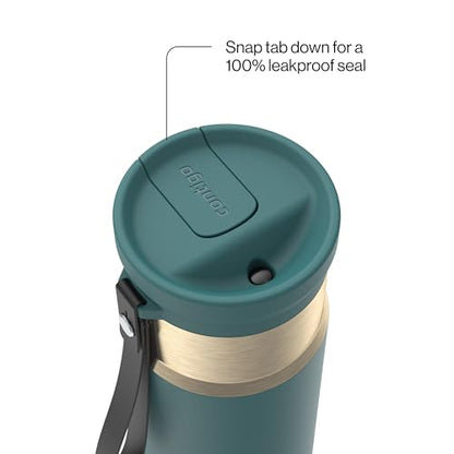Contigo SnapSeal 473.2ml(16온스) 스테인리스 스틸 진공 단열 물병, 누출 방지 자동 닫힘 뚜껑(빨대 호환) 및 휴대용 스트랩, BPA 프리 및 납 프리, 식기세척기 사용 가능 - color: 미네랄 틸 샴페인, size: 16온스