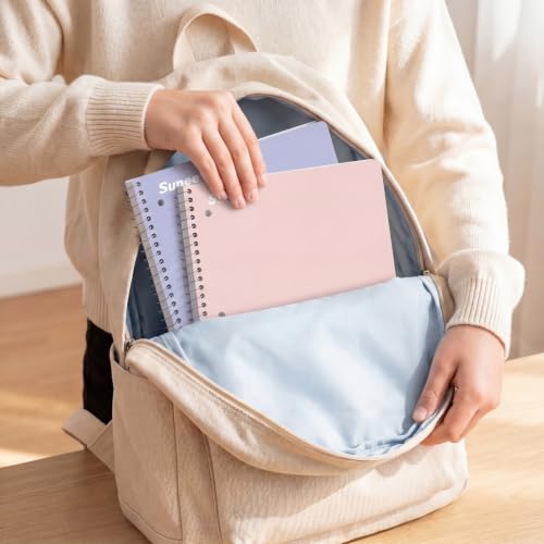SUNEE Spiral Notebooks, 1-Subject, 10 Pack, College Ruled Paper, 8" x 10-1/2", 70 Sheets per Notebook,3-Hole Punched Paper, Pink,Purple, Blue, Green, Yellow Spiral Lined Notebooks for School,Work - style: Pastel | 10 Pack