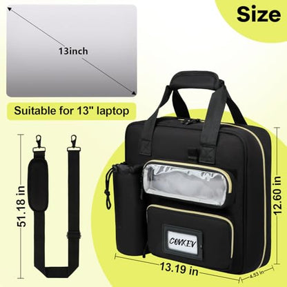 Covkev 3 Inch D-ring Zipper Binder Bag with Detachable Pen Case& Water Bottle Storage, Removable Binder with Zipper Case Hold 700+ Sheets& 13 Inch Laptop for School Office Supplies Organizer (Black)