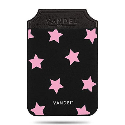 VANDEL Pocket – Stick-On Fabric Phone Wallet for Women, Cute Credit Card Holder, Stick On Back of Phone Fabric Sleeve for iPhone Pocket - color: Pink Stars