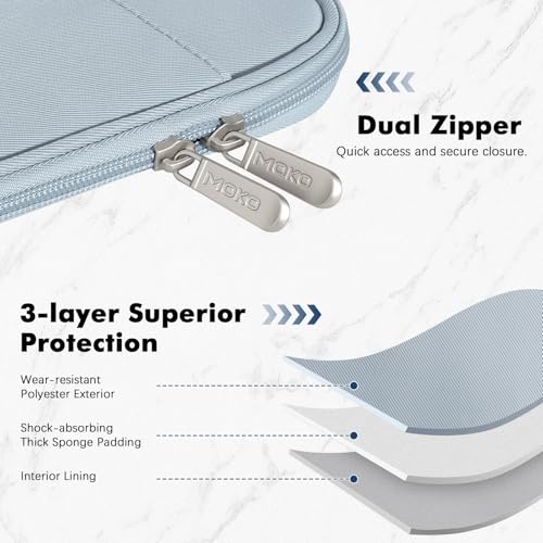 MoKo 9-11 Inch Padded Tablet Sleeve Protective Carrying Case for 11" iPad Air M4 2026, iPad A16/Pro 11 M5, i-Pad 10th/Air 5/4th 10.9, iPad9/8. 10.2, Tab S8/S9 11, Tablet Bag with Handle, Misty Blue - color: Misty Blue, size: 9-11 Inch