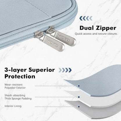 MoKo 9-11 Inch Padded Tablet Sleeve Protective Carrying Case for 11" iPad Air M4 2026, iPad A16/Pro 11 M5, i-Pad 10th/Air 5/4th 10.9, iPad9/8. 10.2, Tab S8/S9 11, Tablet Bag with Handle, Misty Blue - color: Misty Blue, size: 9-11 Inch