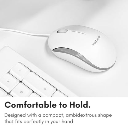 Macally Full Size USB Wired Mac Keyboard and Mouse Combo - Compatible Ergonomic Apple Keyboard and Mouse with Shortcuts and Number Keypad for Mac mini Pro, iMac Computer, MacBook Pro Air Laptops