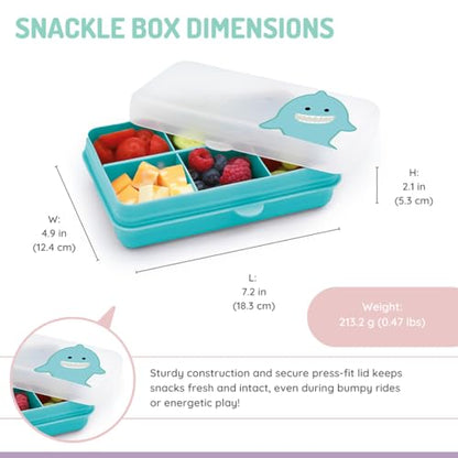 melii Snackle Box | 6-Compartment Divided Snack Container, BPA-Free Food Storage with Removable Dividers for School, Travel & On-the-Go Snacking (Shark) - color: Shark