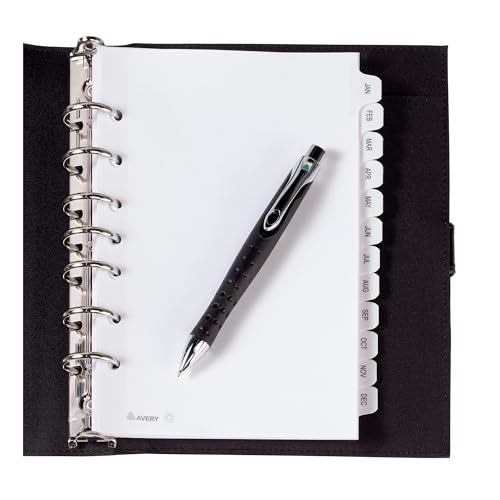Avery Jan-Dec Mini Dividers for 3 Ring Binders, 12 Tabs per Set, 8.5" x 5.5", Pre-Printed Tabs, 1 Binder Divider Set, Great for Organizing Notes, Projects, Schedules, and More (11315)