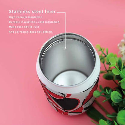 T&H XHome Abstract Circle Art 14oz Stainless Steel Tumbler with Lid & Straw-Double Wall Vacuum Insulated Travel Mug Modern Red Black Geometric Water Bottle Coffee Beverage Drinks Cup - size: 14 Ounces