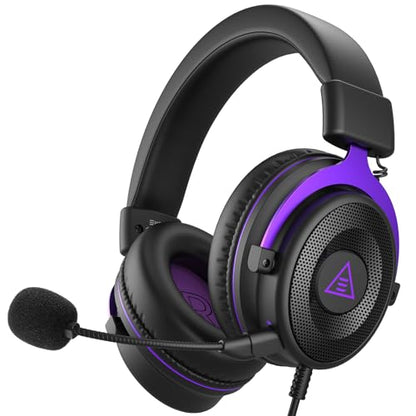 EKSA E900 Headset with Microphone for PC, PS4,PS5, Xbox - Detachable Noise Canceling Mic, 3D Surround Sound, Wired Headphone for Gaming, Computer, Laptop, 3.5MM Jack - color: Purple
