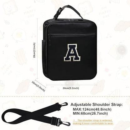 Insulated Lunch Bag Women Men Girls Boys Kids Lunch Box with Water Bottle Holder Handheld Shoulder Strap,Lunch Tote Purse for Food Container Carrier Cooler School Students Work Picnic Black A - color: 01-Black A