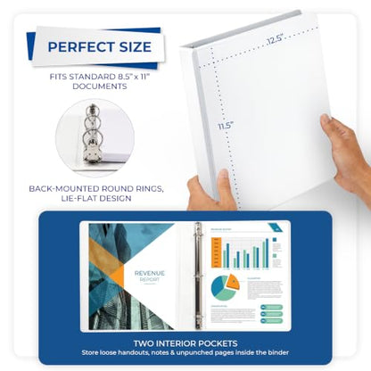 Samsill 1 Inch 3 Ring Binder, Economy Round Ring, Clear View Cover, 200 Sheet Capacity - for School, Home, Office - White - color: White, size: 1-Pack, style: 1-Inch