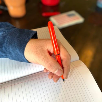 Pokka Pen - the USA Made Pocket Pen – 8 Pack – compact, affordable, lightweight, EDC black ink ballpoint pen – waterproof and floats – carries small, writes big (Blaze Orange) - color: Blaze Orange