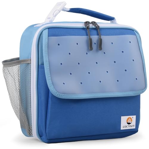 CaCTOUR Lunch Box Kids,Fun Color Lunch Box for Boys,Large Soft Cooler Lunch Bag for Kids,Back to School Thermal Insulated Lunch Tote Bag for School Daycare Outdoor (Blue) - color: Blue