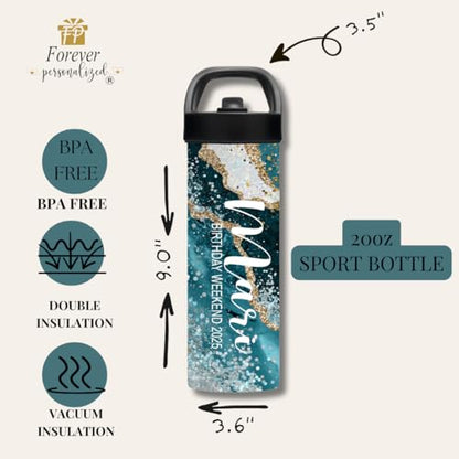 Custom Leakproof Water Bottle 20oz| Gym Tumblers| Running Cup| Adult Tumbler| Marble Sport Bottle (Teal) - color: Teal