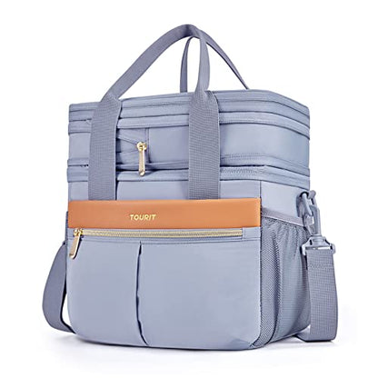 TOURIT Insulated Lunch Box Bag, Double Deck Leakproof Cooler Tote for Work Office Picnic, Expandable Lunch Container, Grey - color: Gray
