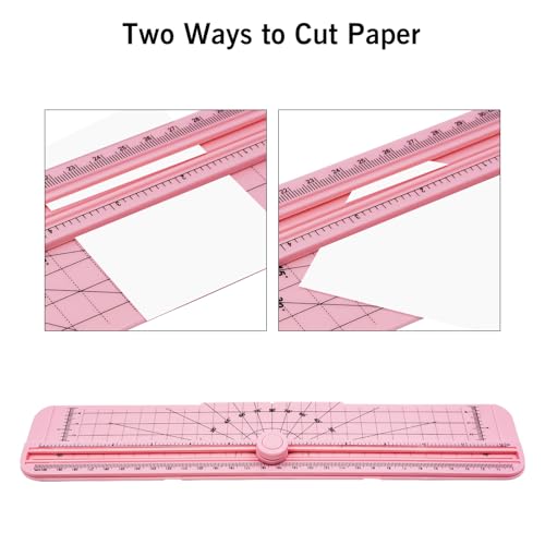 2PCS Paper Cutter Slider, 12 Inch Portable Paper Trimmer, Straight Cutting Guillotine, Cardboard Cutter for Paper Photo Vinyl Label Coupon Craft Paper(Pink) - color: Pink