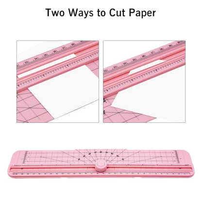 2PCS Paper Cutter Slider, 12 Inch Portable Paper Trimmer, Straight Cutting Guillotine, Cardboard Cutter for Paper Photo Vinyl Label Coupon Craft Paper(Pink) - color: Pink