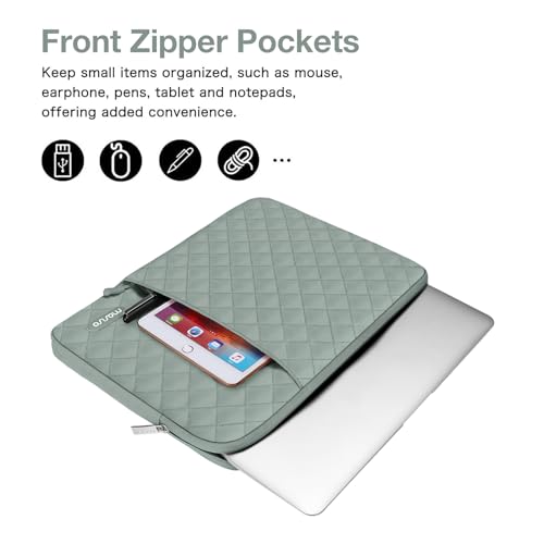 MOSISO Laptop Case 13.3 inch, 13-13.3 inch Laptop Sleeve Compatible with MacBook Air/Pro 13 / Pro 14, HP Dell Acer ASUS Lenovo,Square Quilted Vertical Computer Bag with Pocket&Small Case,Antique Green - color: Antique Green, size: 13.3 inch